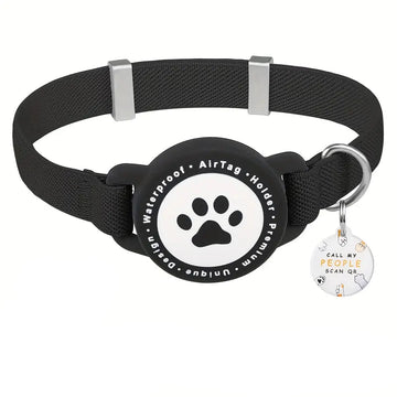 TrackSafe Mini – Reflective Small Dog Collar with AirTag Holder & QR Tag