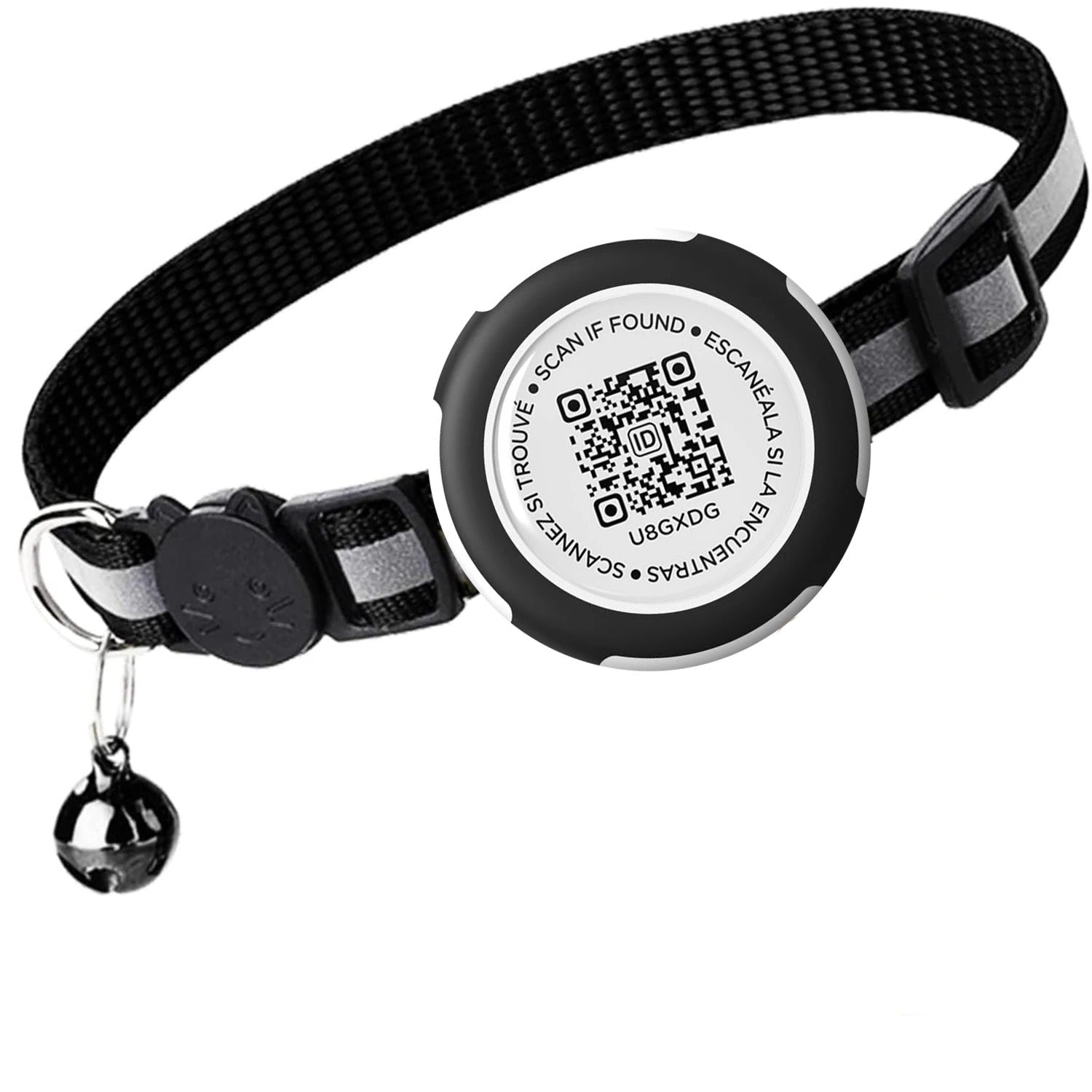 PawTrack – Reflective Adjustable Cat Collar with AirTag Holder & QR Tag